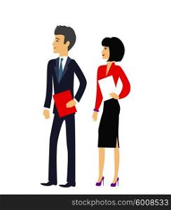 Male and Female as Office Businesspeople Icon. Office people. Business people group human resources flat. Office manager man and woman. Template group of business and office people vector illustration. Business people silhouettes. Office workers