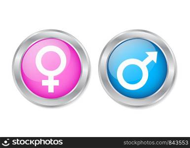 Male and Female Button Rounded, stock vector illustration