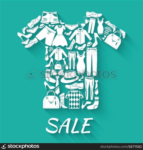 Male and female fashion clothes elements t-shirt shape sale concept vector illustration