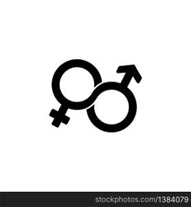 Male and female, gender, sex symbol or symbols of men and women icon flat on isolated white background. EPS 10 vector. Male and female, gender, sex symbol or symbols of men and women icon flat on isolated white background. EPS 10 vector.