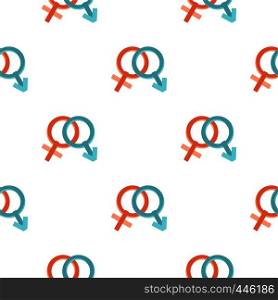 Male and female gender signs pattern seamless background in flat style repeat vector illustration. Male and female gender signs pattern seamless