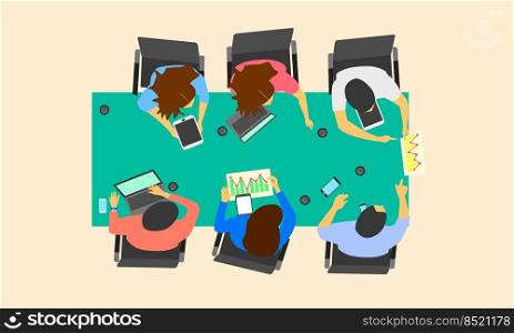 male and female group discussion about working project. confirm order business marking concept. vector illustration esp10