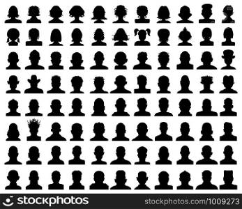 Male and female head silhouettes avatar, profile icons