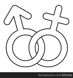 Male and female sign icon. Outline illustration of male and female sign vector icon for web. Male and female sign icon, outline style