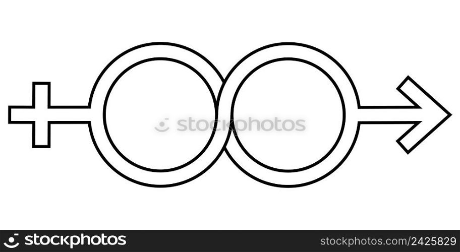 Male and female symbol sign of infinite love, vector icon intertwining Yin and Yang sign of eternal love and friendship between a guy and a girl