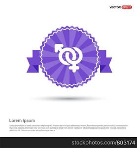 Male and female symbols Gender Icon - Purple Ribbon banner