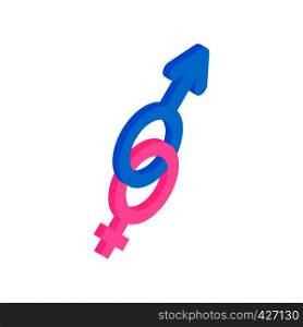 Male and female symbols isometric 3d icon. Single blue and pink illustration on a white . Male and female symbols icon