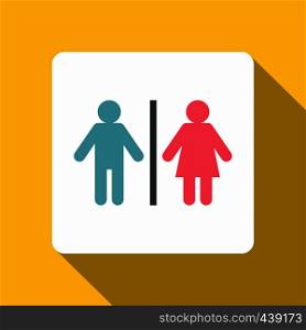 Male and female toilet sign icon. Flat illustration of male and female toilet sign vector icon for web. Male and female toilet sign icon, flat style