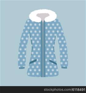 Male and Woman Winter Jacket. Male and woman winter jacket. Cozy winter clothes. Winter fashion wear and accesories. Man and woman winter jacket. Winter jacket cartoon. Jacket isolated. Flat style design icon. Vector illustration