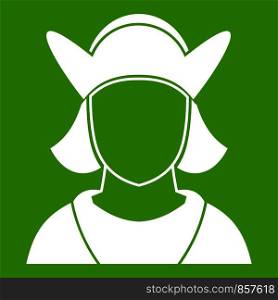 Male avatar icon white isolated on green background. Vector illustration. Male avatar icon green