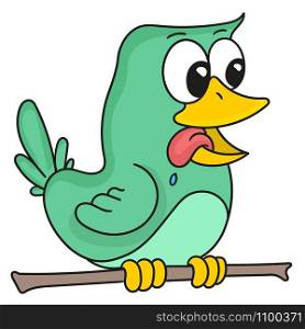 male bird is green. cartoon illustration sticker emoticon