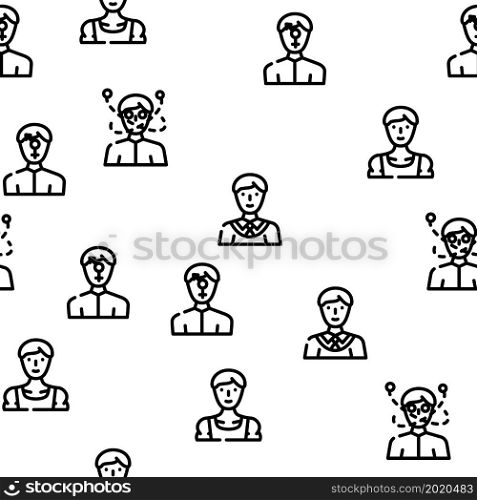 Male Business And Expression Vector Seamless Pattern Thin Line Illustration. Male Business And Expression Vector Seamless Pattern
