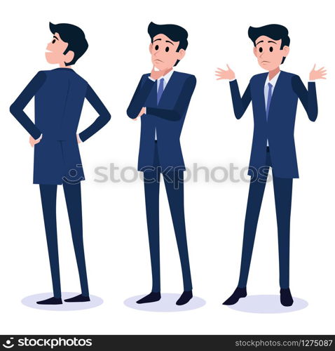 Male Business Character Vector Set. Creation Set body. Business Man Cartoon Character in stylish clothing. Illustration men Office.