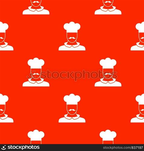 Male chef cook pattern repeat seamless in orange color for any design. Vector geometric illustration. Male chef cook pattern seamless