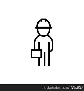 Male construction engineer with a briefcase icon. Vector EPS 10