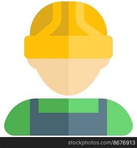 Male construction worker wearing safety helmet