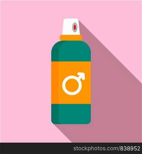 Male contraceptive spray icon. Flat illustration of male contraceptive spray vector icon for web design. Male contraceptive spray icon, flat style