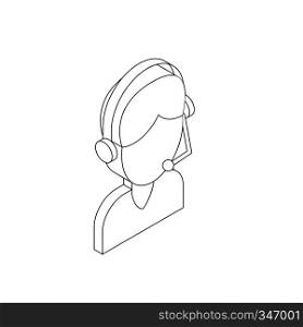 Male customer support operator with headset icon in isometric 3d style on a white background. Male customer support operator with headset icon