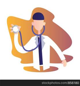 Male doctor holding stetoscope vector character illustration on a white background