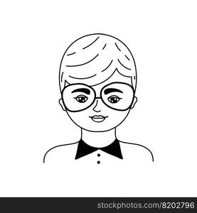 Male face in doodle style on white background. 