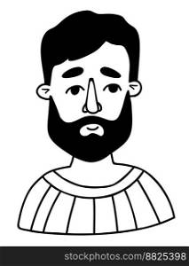 Male face. Portrait of bearded man. Vector doodle. Avatar face for design, decor, social media