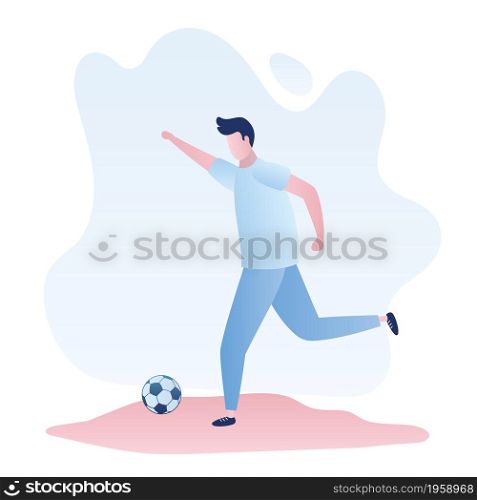Male football player,man with ball,trendy style vector illustration