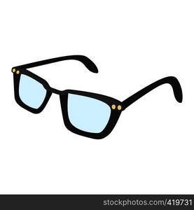 Male glasses cartoon icon. Hipster single symbol on a white background. Male glasses cartoon icon