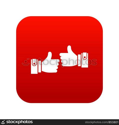 Male hands showing Ok sign icon digital red for any design isolated on white vector illustration. Male hands showing Ok sign icon digital red