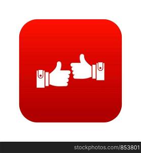 Male hands showing Ok sign icon digital red for any design isolated on white vector illustration. Male hands showing Ok sign icon digital red