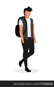 Male high school senior semi flat color vector character. Posing figure. Full body person on white. University student boy isolated modern cartoon style illustration for graphic design and animation. Male high school senior semi flat color vector character