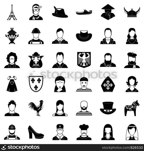 Male icons set. Simple style of 36 male vector icons for web isolated on white background. Male icons set, simle style
