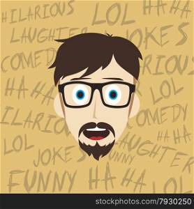 male laughing funny hilarious cartoon character vector illustration. funny laughing guy