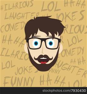 male laughing funny hilarious cartoon character vector illustration. funny laughing guy