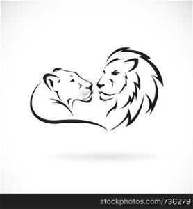 Male lion and female lion design on white background. Wild Animals. Lion logo or icon. Easy editable layered vector illustration.