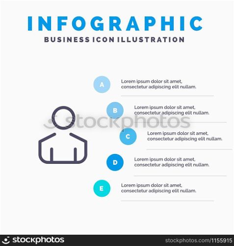 Male, Man, Person Line icon with 5 steps presentation infographics Background