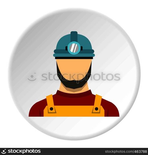 Male miner icon in flat circle isolated vector illustration for web. Male miner icon circle