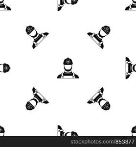 Male miner pattern repeat seamless in black color for any design. Vector geometric illustration. Male miner pattern seamless black