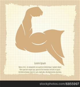 Male muscle arm on vintage background. Power male muscle arm on vintage background, vector illustration