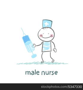 male nurse with a syringe