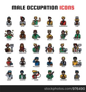 Male Occupation , Thin Line and Pixel Perfect Icons