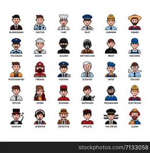 Male Occupations , Thin Line and Pixel Perfect Icons