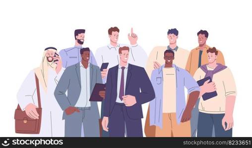 Male office team together. Adult businessmen entrepreneurs portrait, arabian business character and colleagues. Young students, kicky professionals vector set of business team illustration. Male office team together. Adult businessmen entrepreneurs portrait, arabian business character and colleagues. Young students, kicky professionals vector set