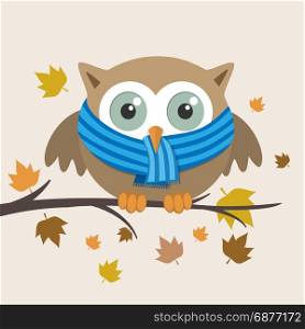 Male owl with scarf on a fall day