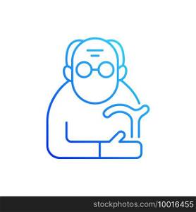 Male pensioner gradient linear vector icon. Senile man. Old age. Retirement from workforce. Aging process. Thin line color symbols. Modern style pictogram. Vector isolated outline drawing. Male pensioner gradient linear vector icon
