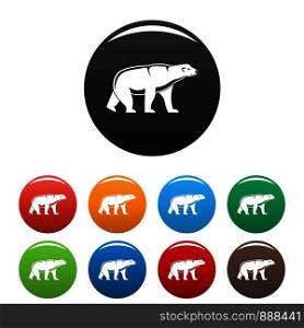 Male polar bear icons set 9 color vector isolated on white for any design. Male polar bear icons set color