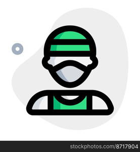 Male runner in sportswear with mask on.