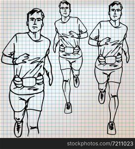 male runner sketch illustration