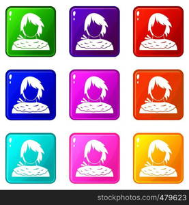 Male shorn icons of 9 color set isolated vector illustration. Male shorn set 9