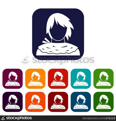 Male shorn icons set vector illustration in flat style in colors red, blue, green, and other. Male shorn icons set