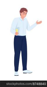 Male speech giver with sparkling wine glass semi flat color vector character. Editable figure. Full body person on white. Simple cartoon style illustration for web graphic design and animation. Male speech giver with sparkling wine glass semi flat color vector character